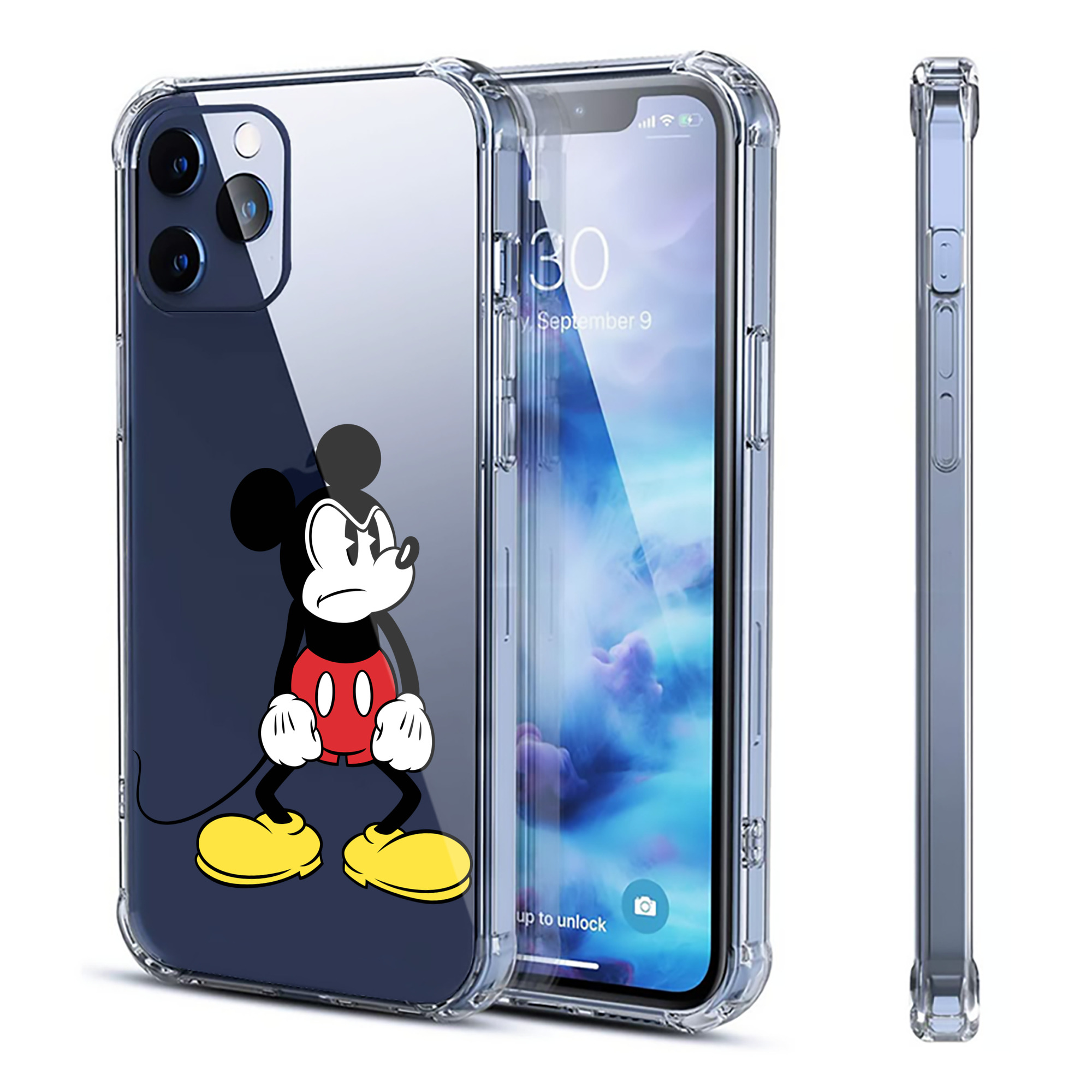 （画像用） ミッキーマウス Mickey Mouse 【iPhone 12シリーズ対応】透明スマホケース（クリアソフトケース）